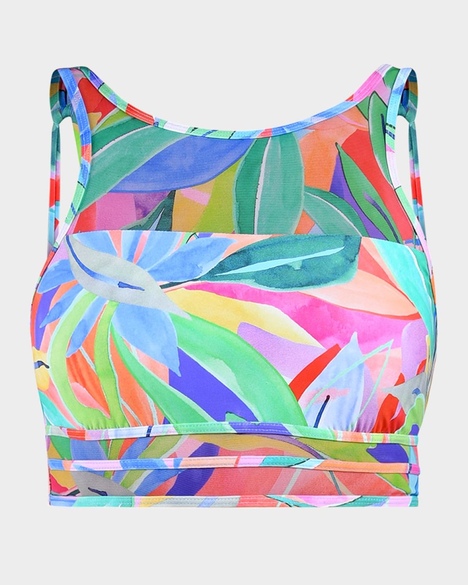 Tropi-Flage High-Neck Midline Bikini Top